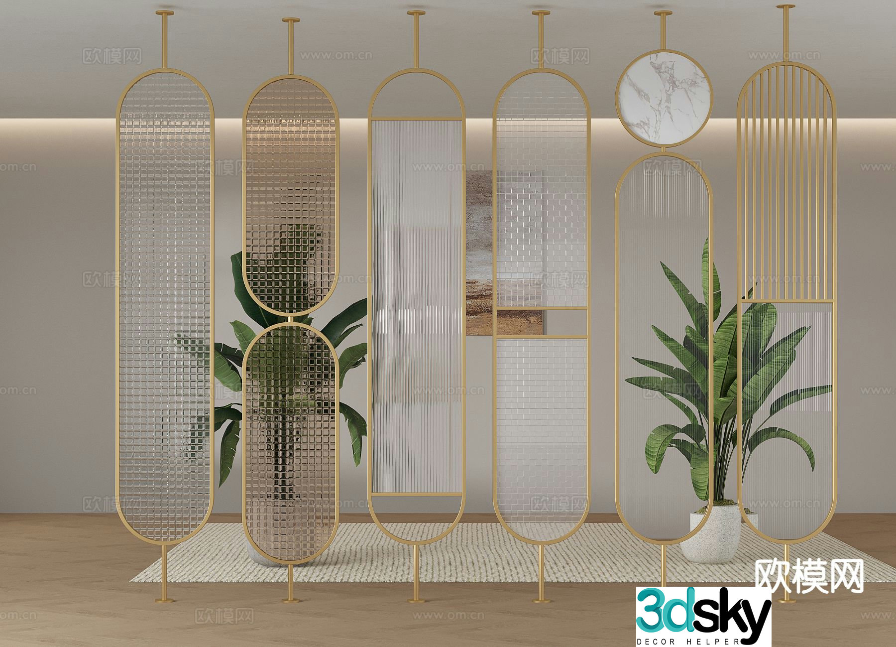 French metal partition Changhong glass partition 3D model