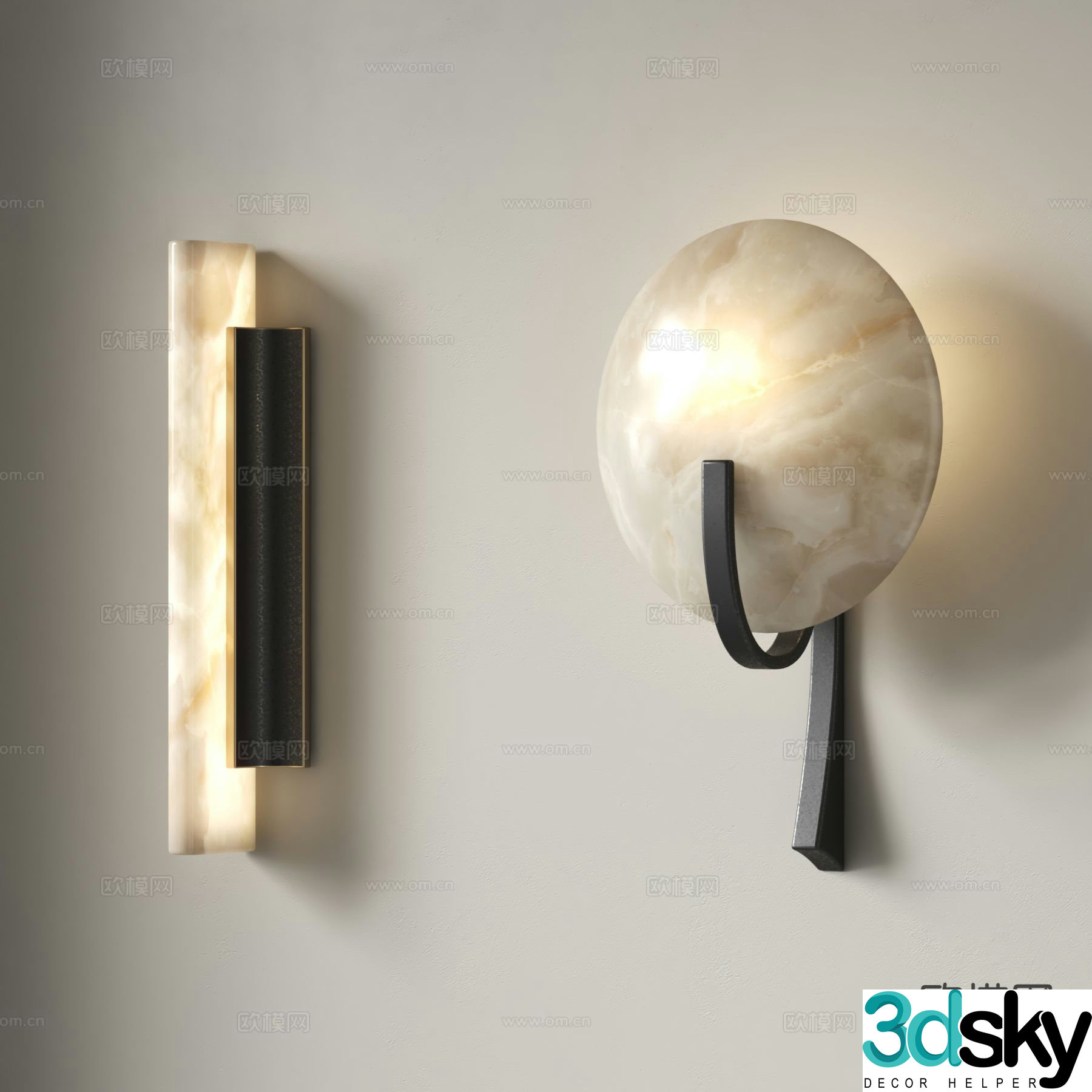 Nordic wall lamp marble wall lamp long wall lamp 3D model