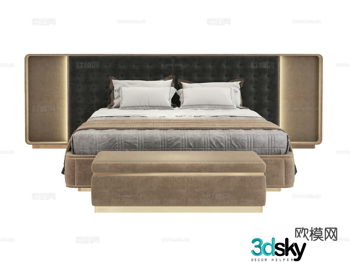 visionnaire double bed 3d model