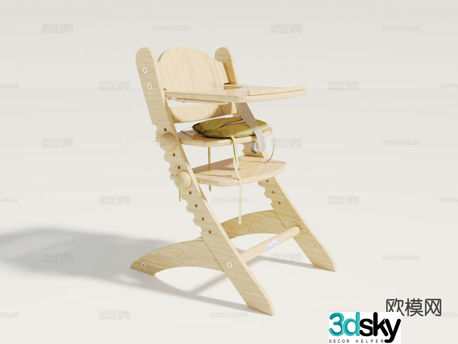 Log child seat dining chair 3d model