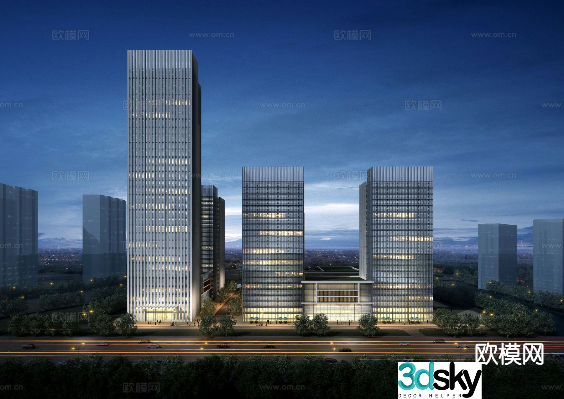 Modern office building exterior 3d model