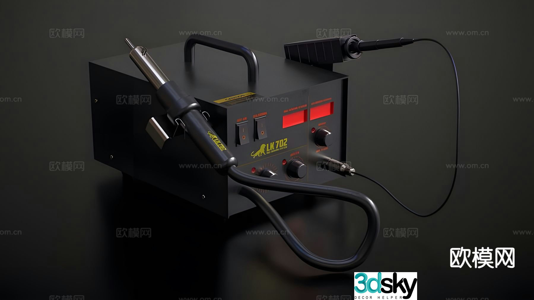 Modern soldering station 3d model