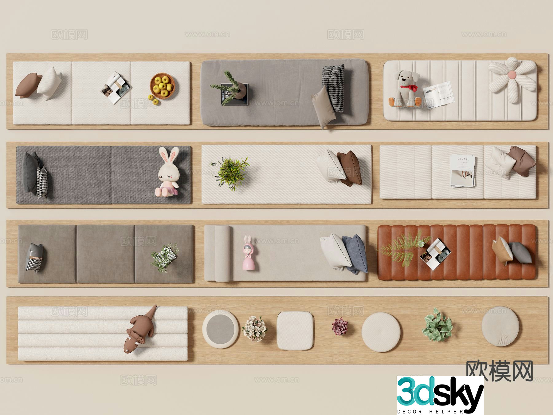 Cushion bay window cushion seat cushion sofa cushion 3d model