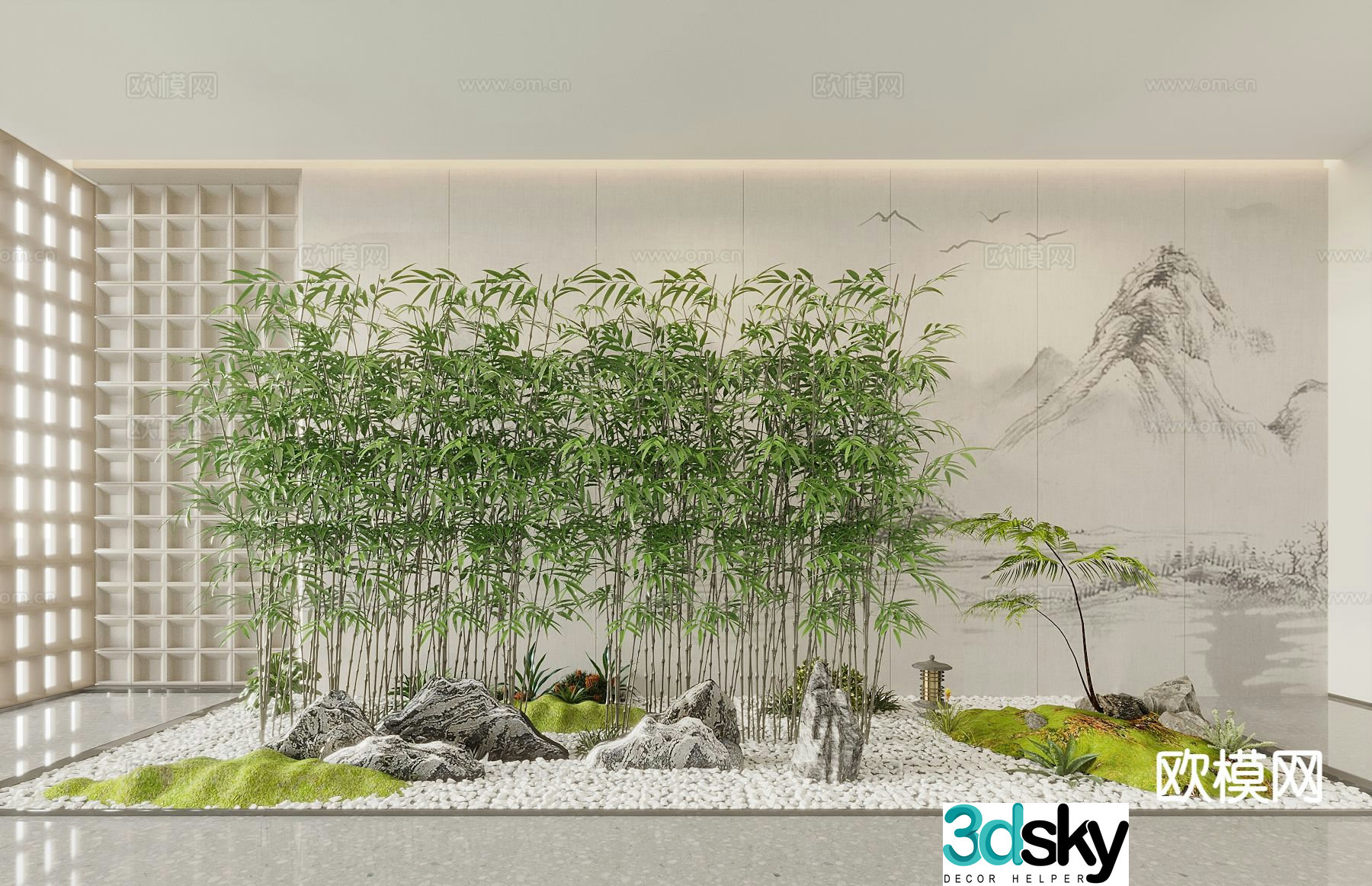 New Chinese style interior landscape interior landscaping 3D model