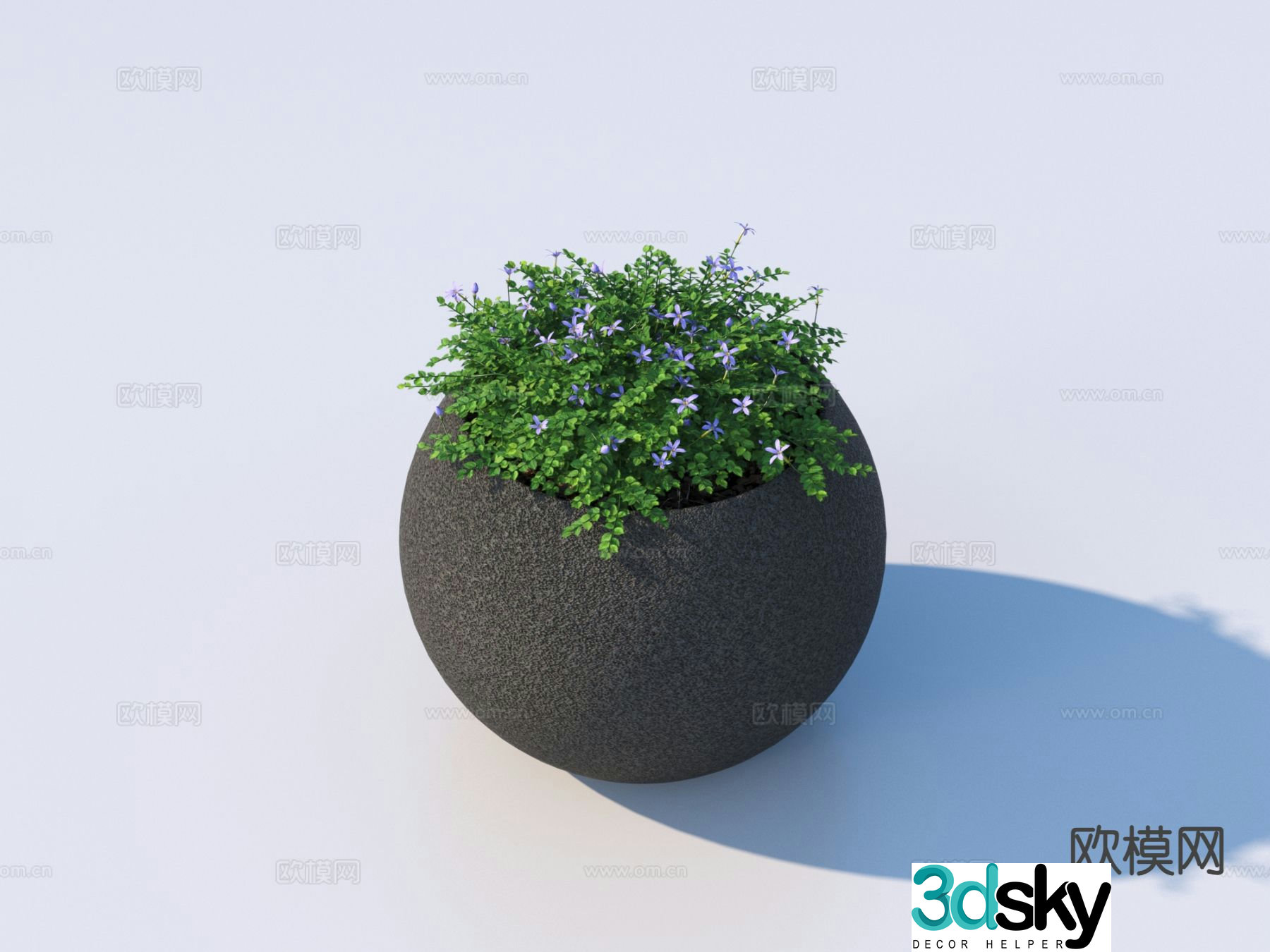 Flower pot pot green plant 3d model