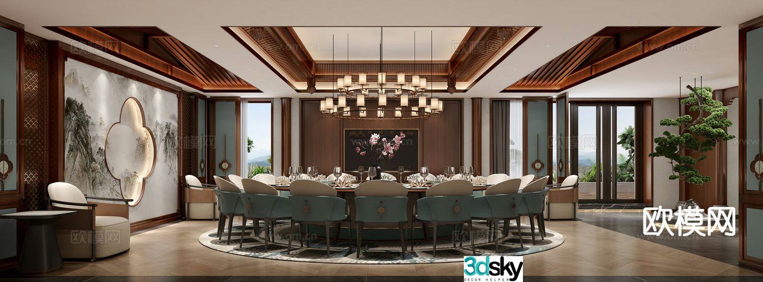 Chinese restaurant private room 3D model of restaurant private room