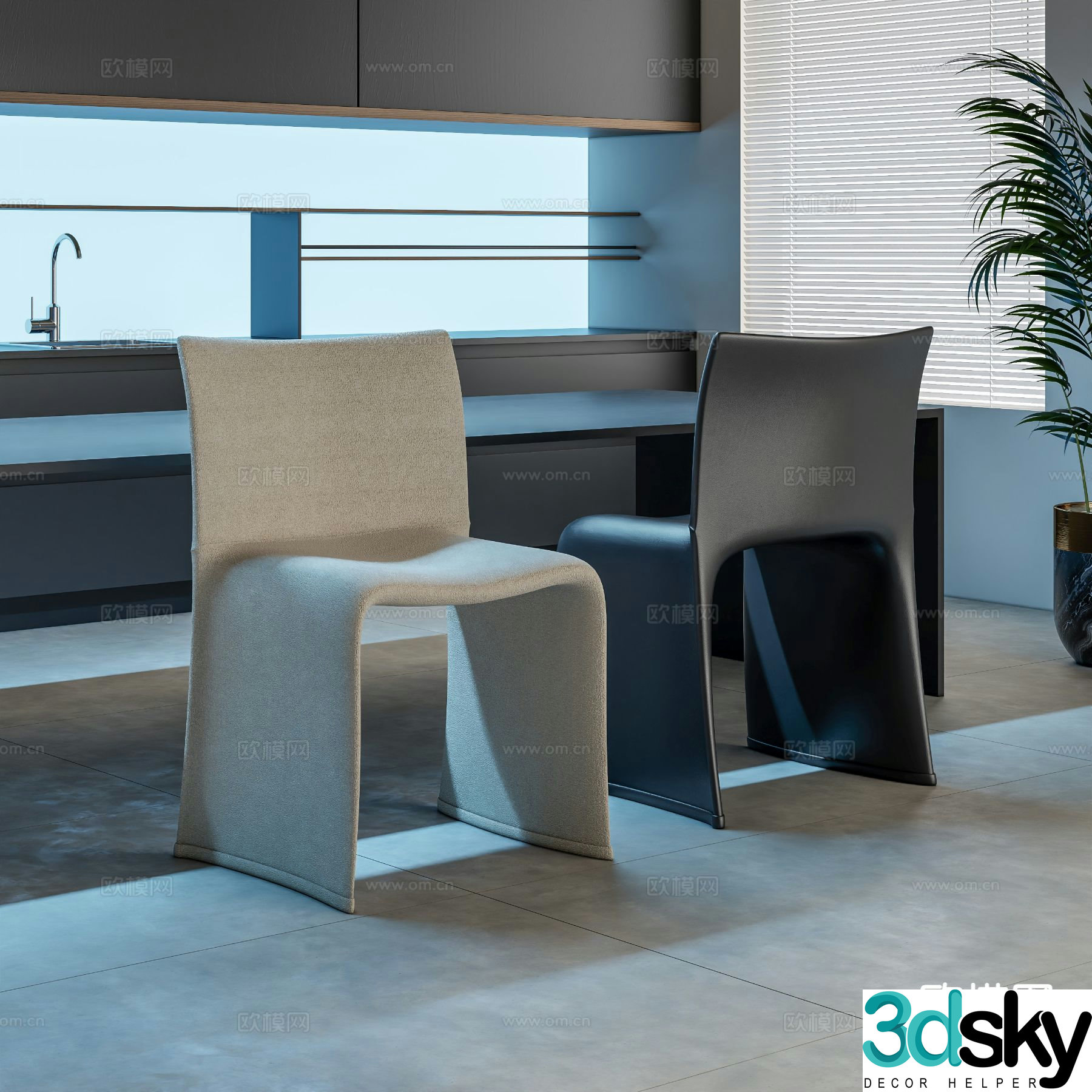 Modern chair leisure chair dining chair 3d model