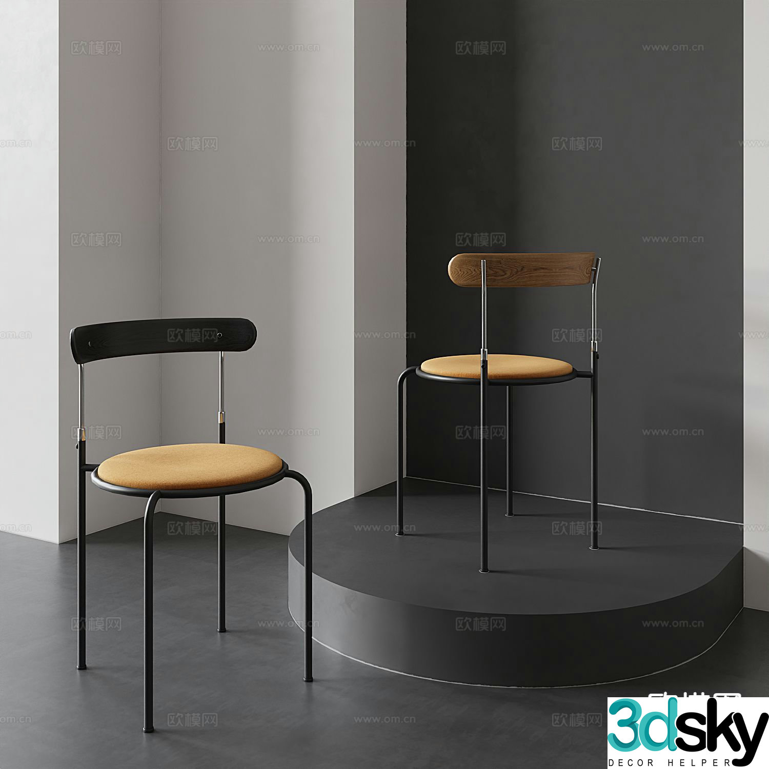 Medieval style chair dining chair 3d model