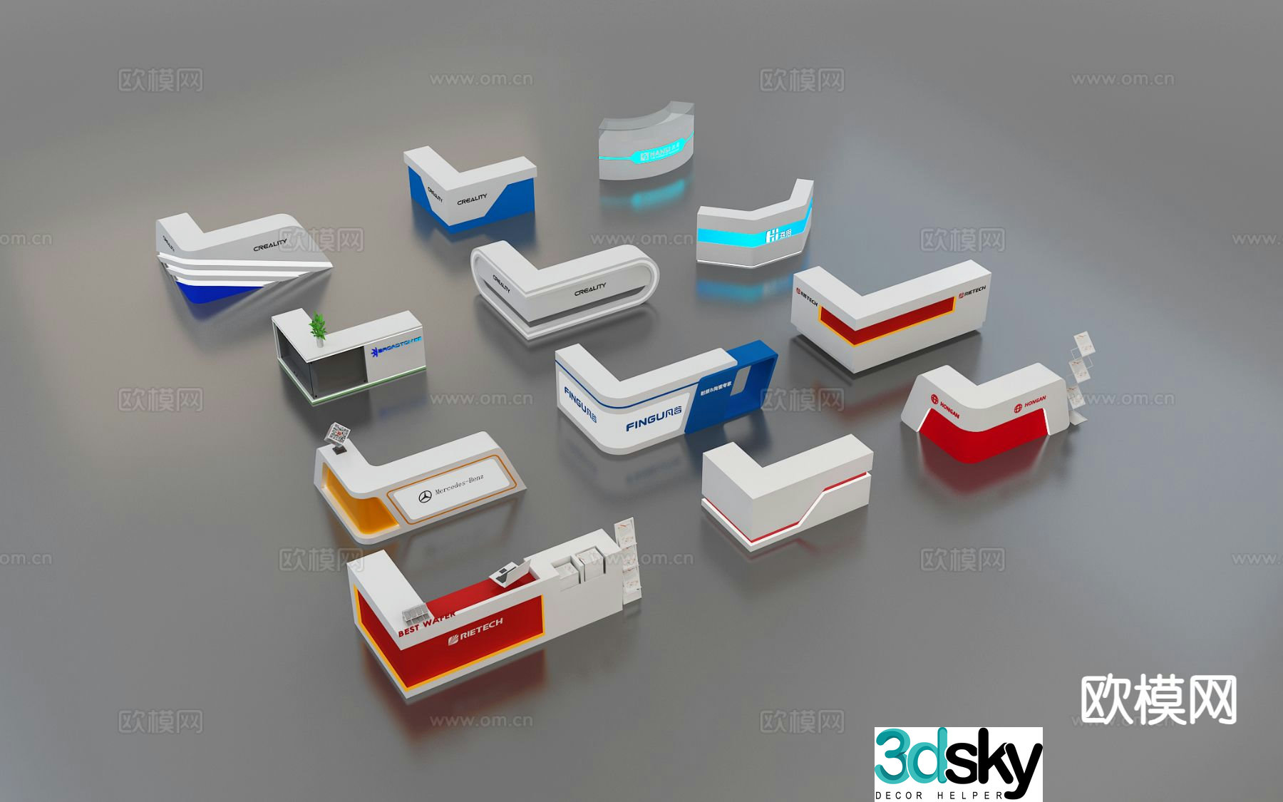 Modern exhibition booth reception desk 3d model