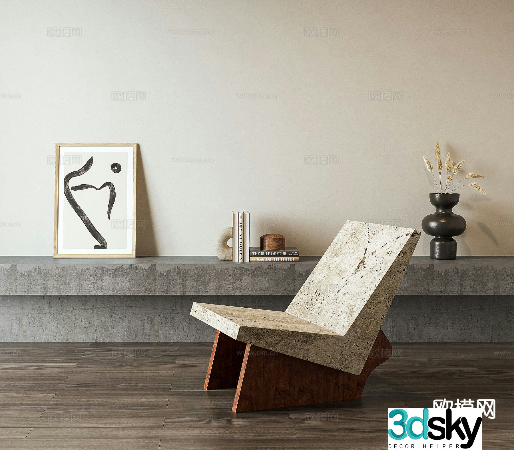 Wabi-sabi style leisure chair 3d model