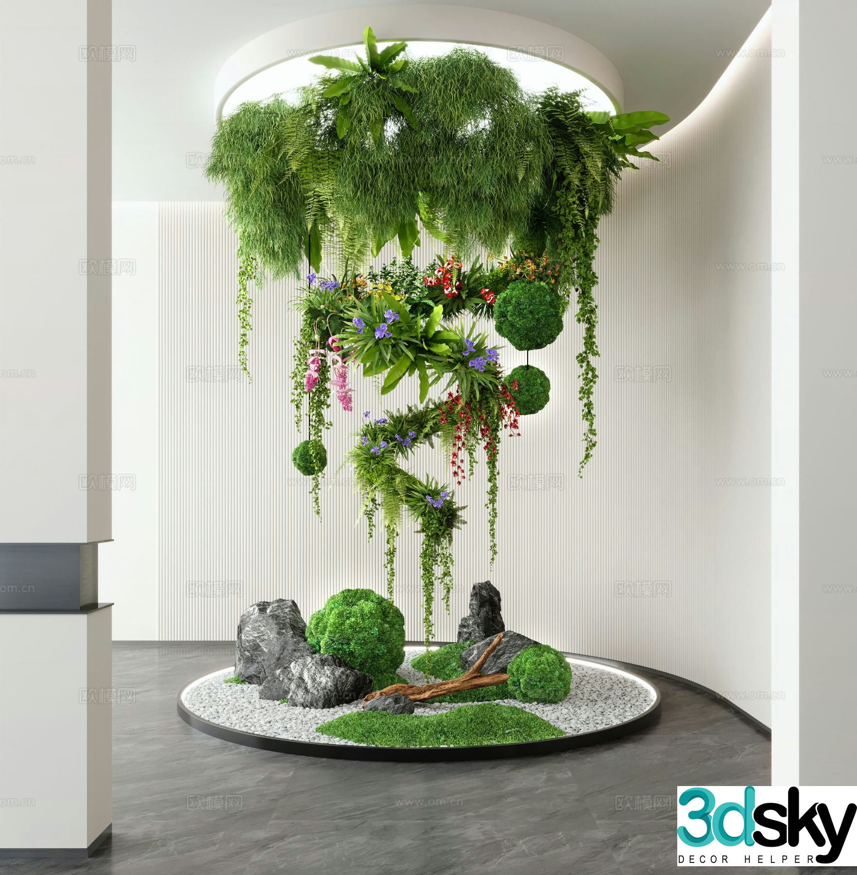 Modern indoor landscaping green plant landscaping 3D model