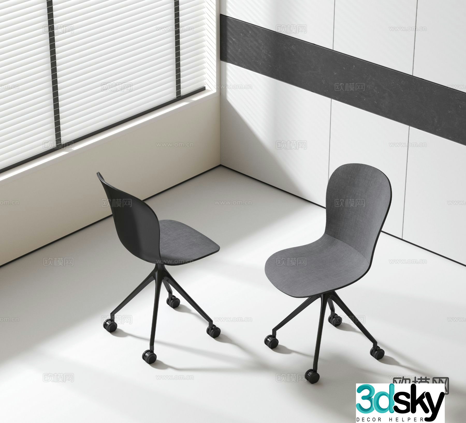Modern office chair training chair class chair 3d model