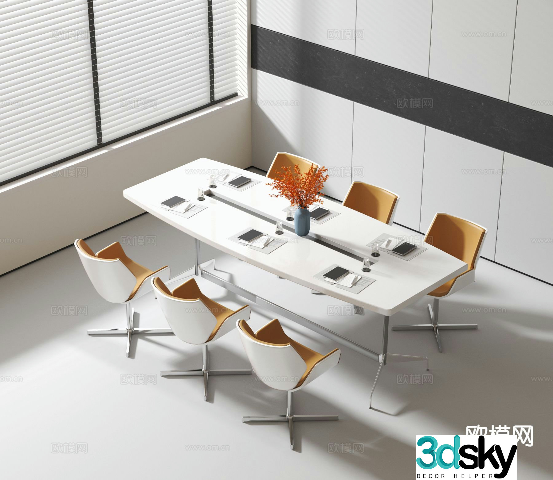 Modern conference table and chairs conference table 3d model