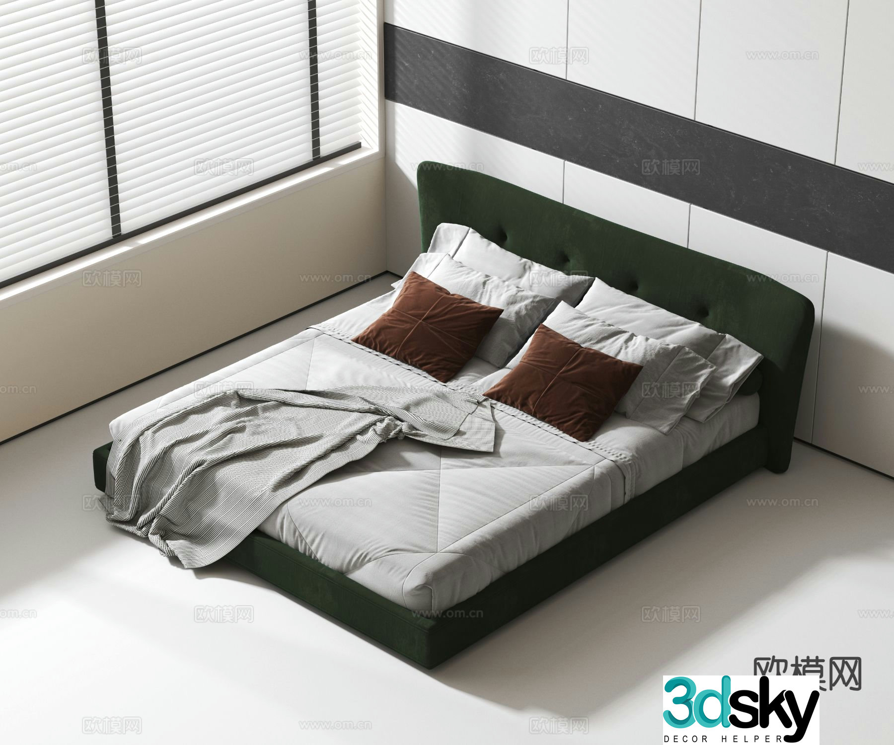 Modern double bed 3d model