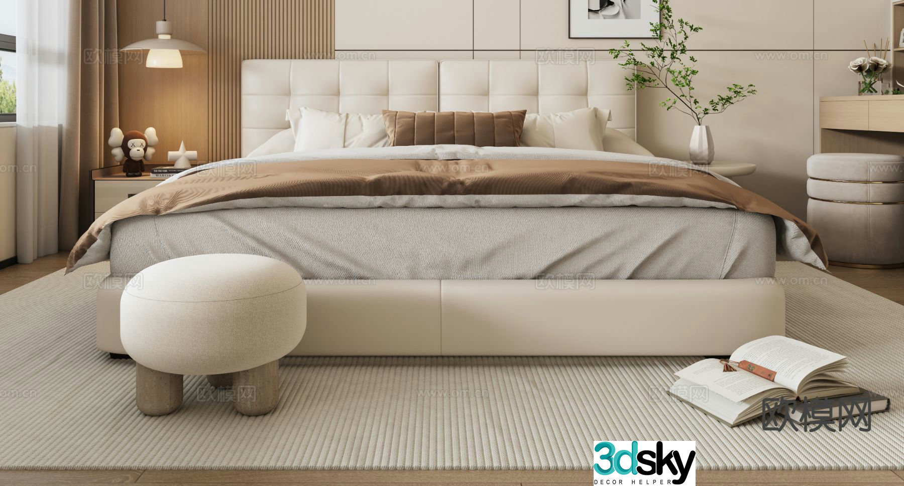 Modern double bed 3d model