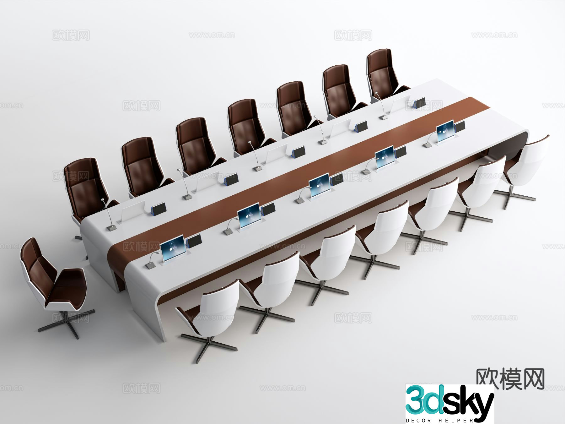 Modern conference table and chairs conference table 3d model