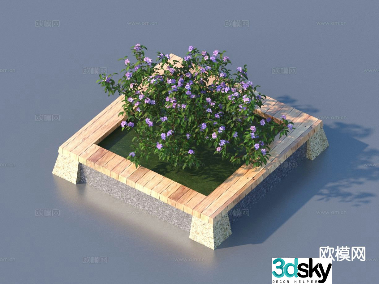 Flower pond chair flower bed landscape sketch 3D model