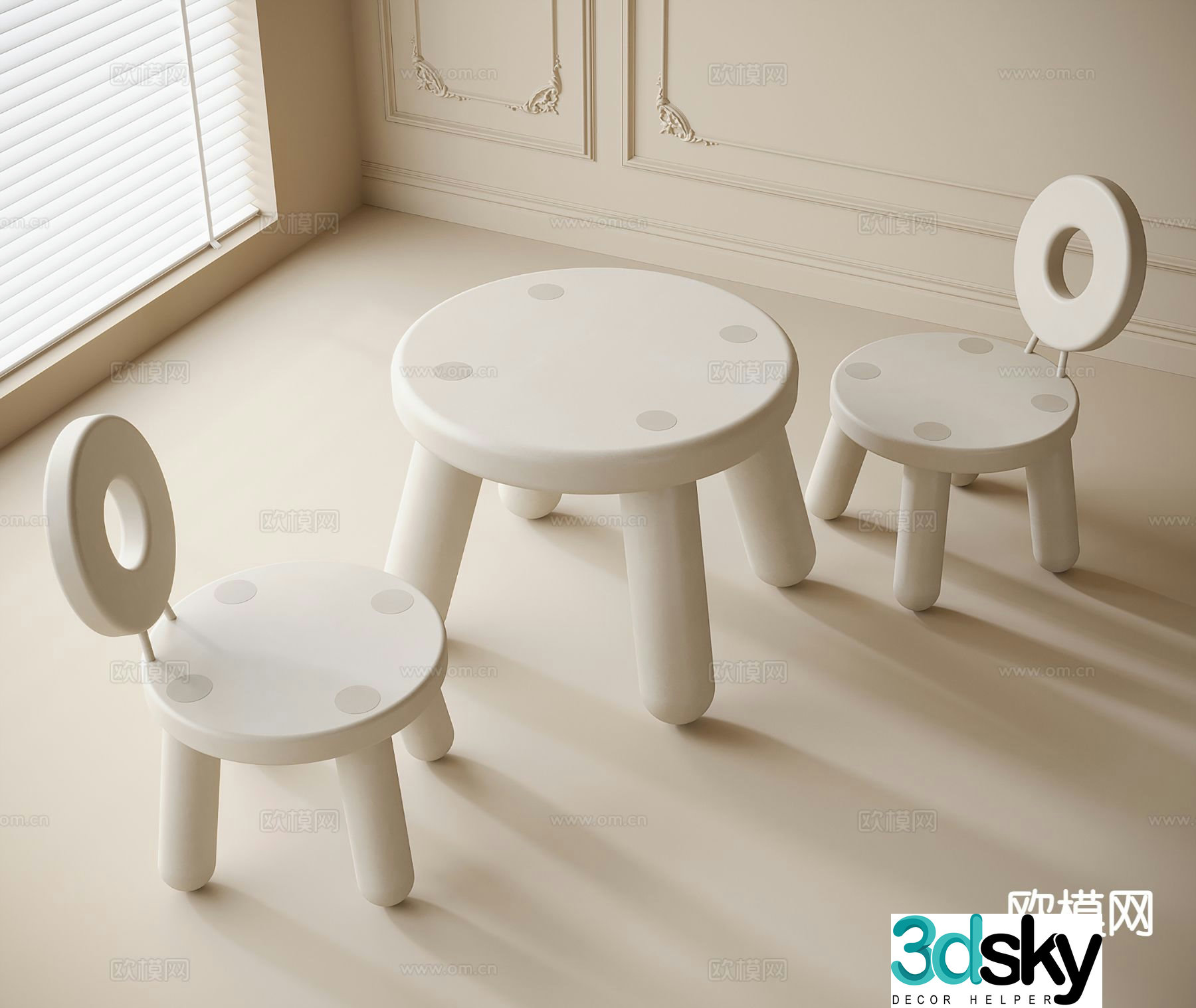 Modern children’s table and chair 3d model