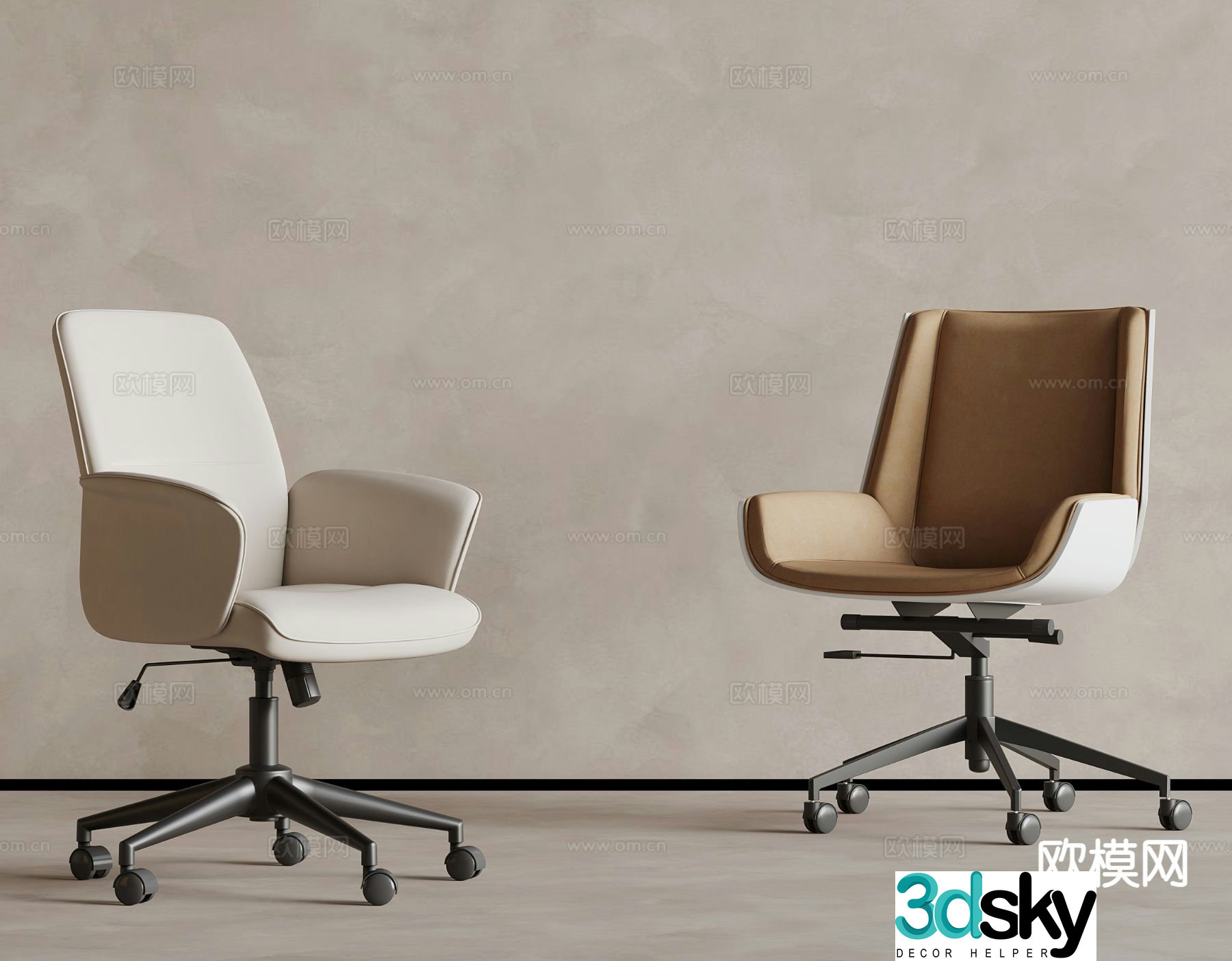 Modern office chair swivel chair staff chair 3d model