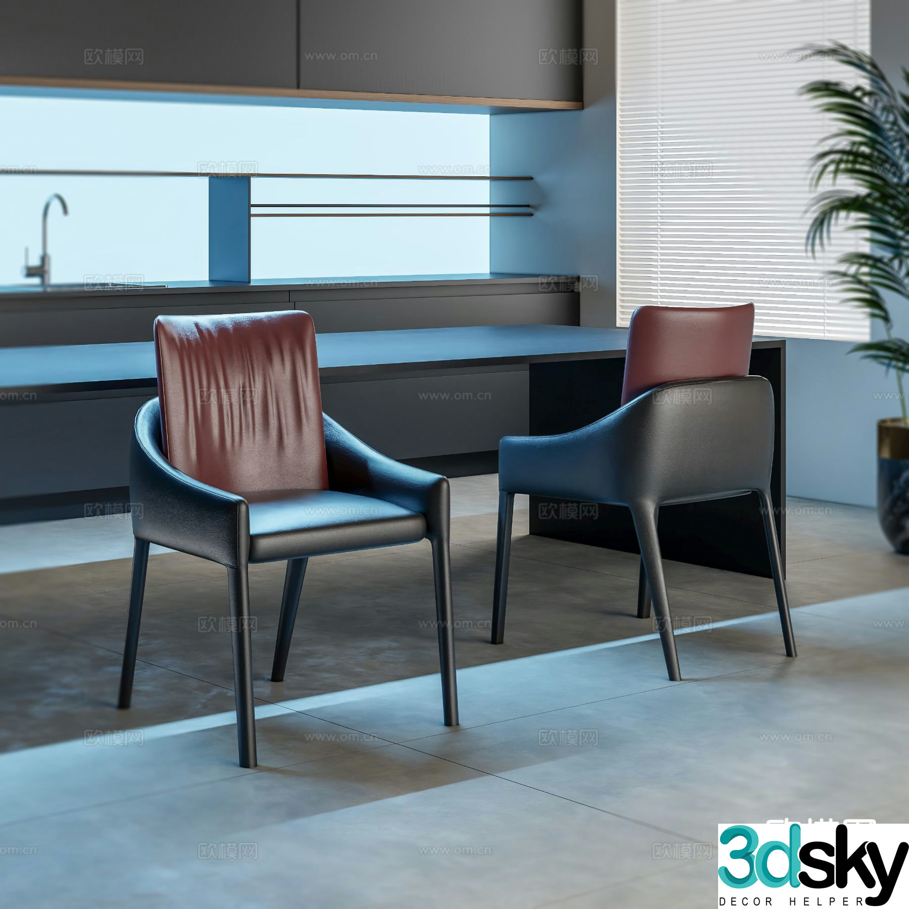 Italian chair casual chair dining chair 3d model