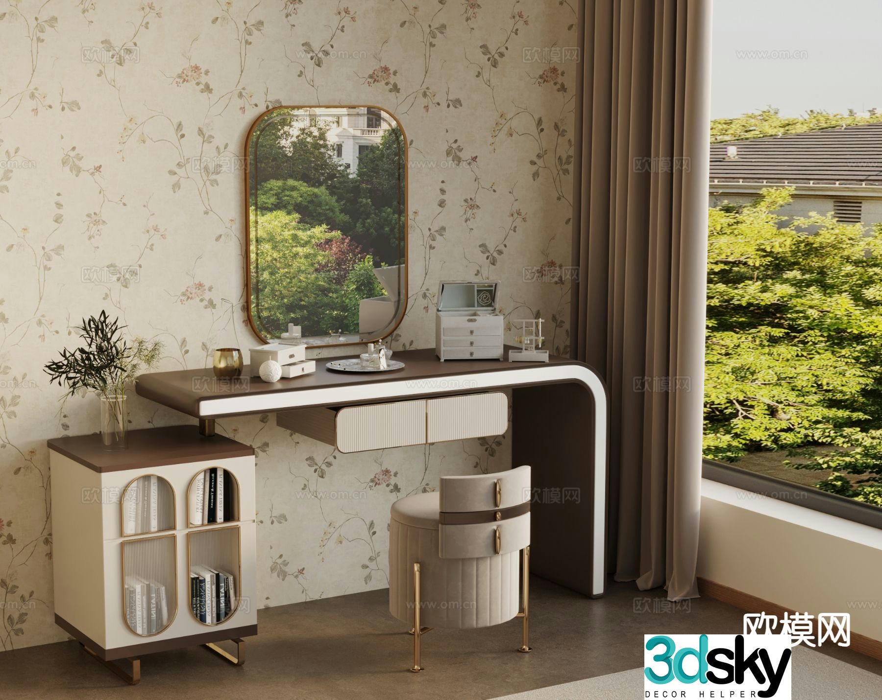 French dressing table cosmetics cosmetic box 3d model