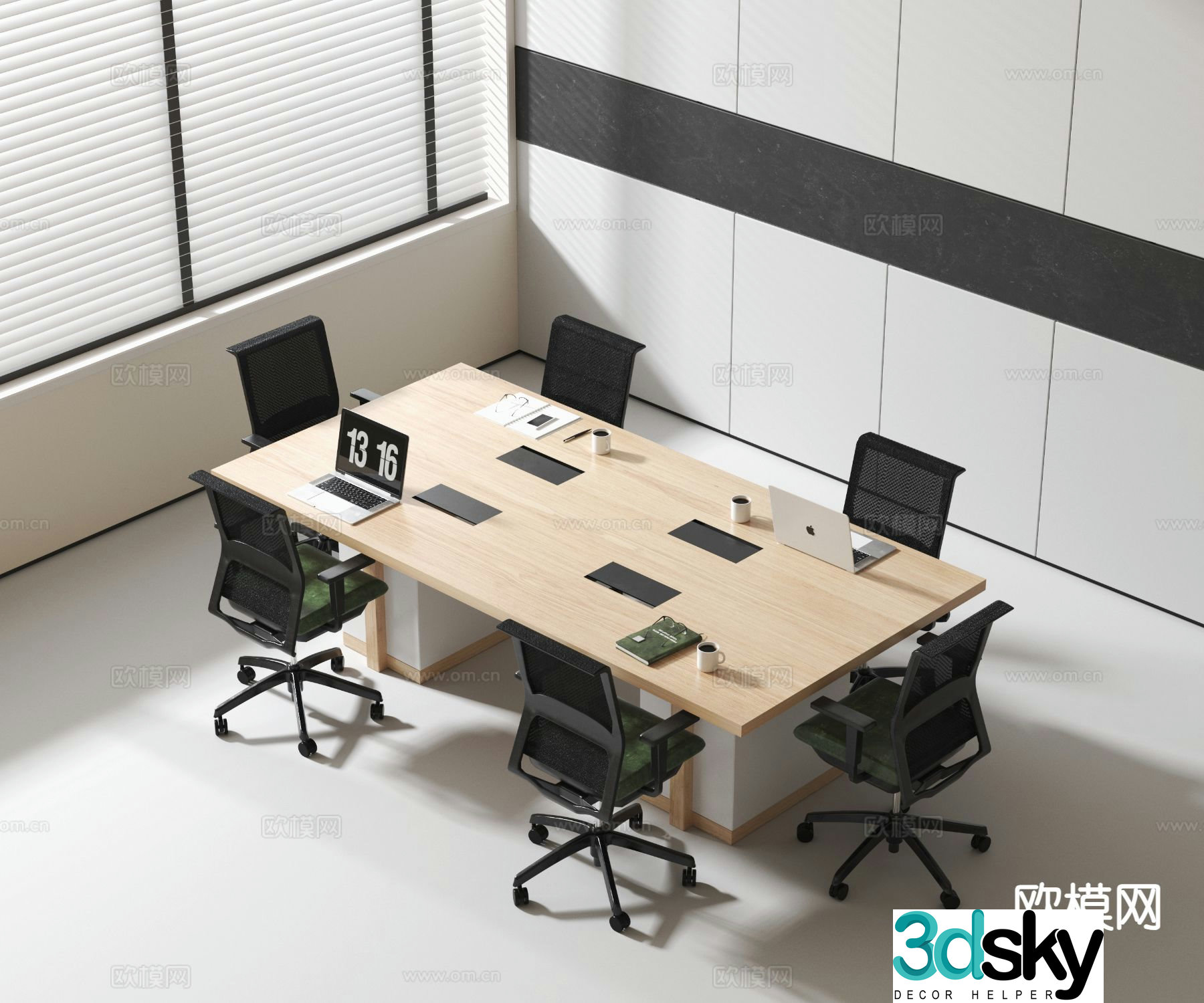 Modern conference table and chairs conference table 3d model