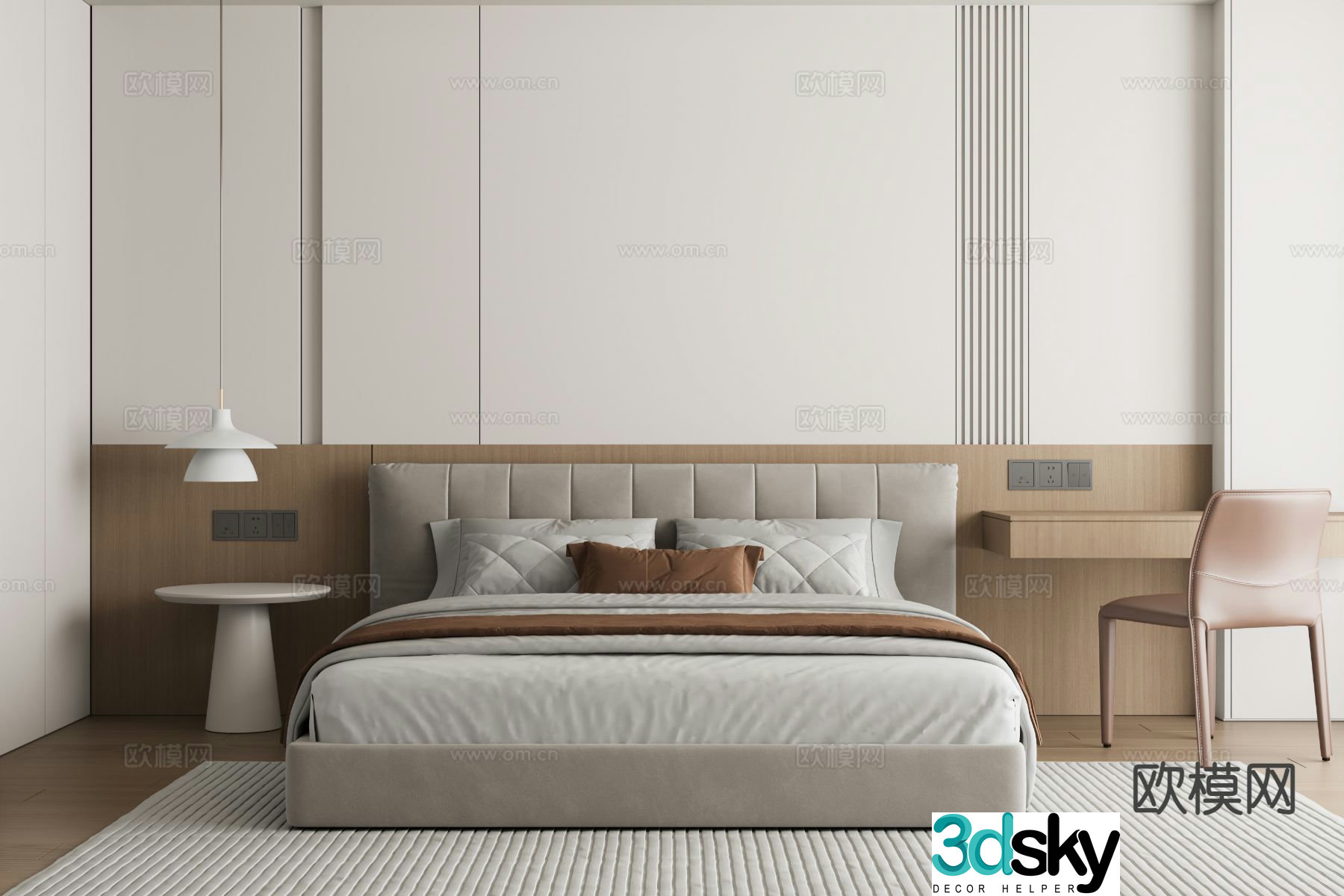 Modern double bed 3d model