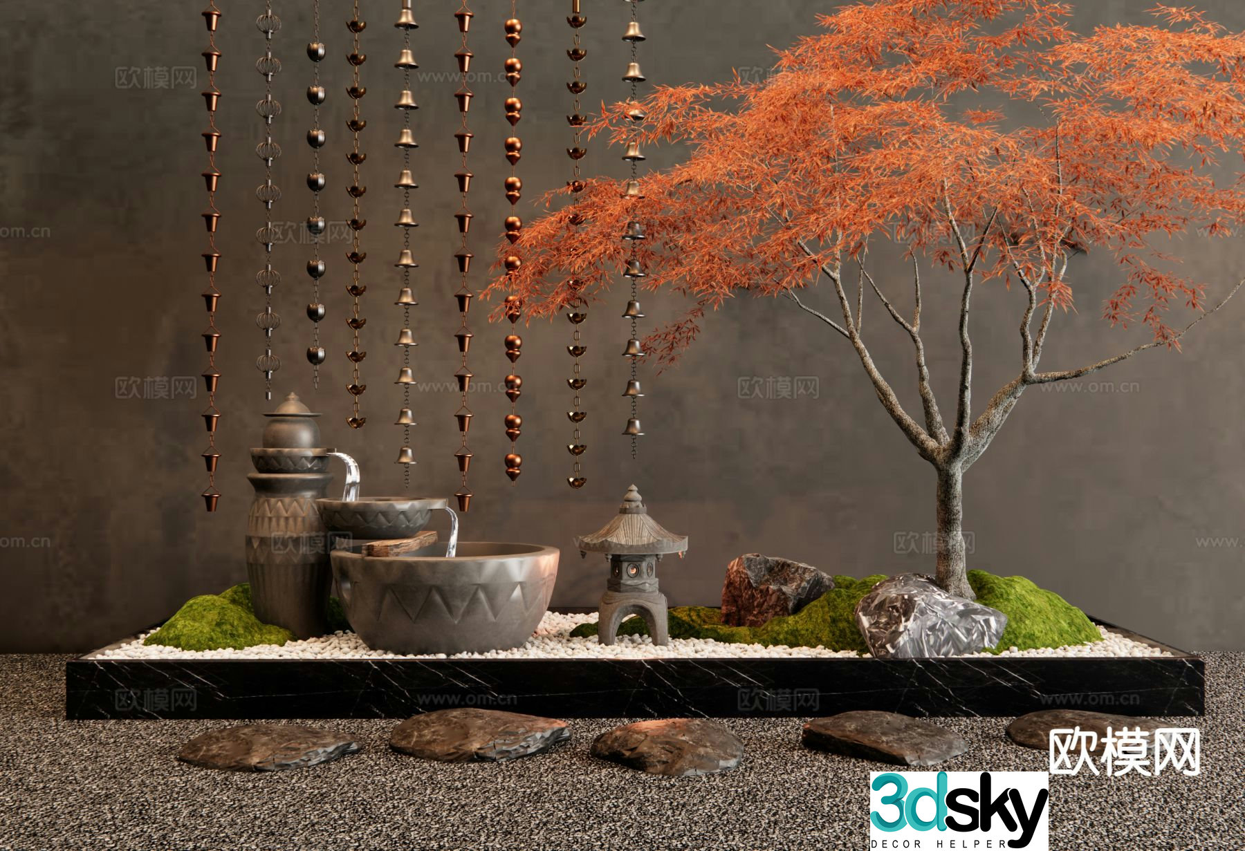 New Chinese style interior landscape interior landscaping 3D model