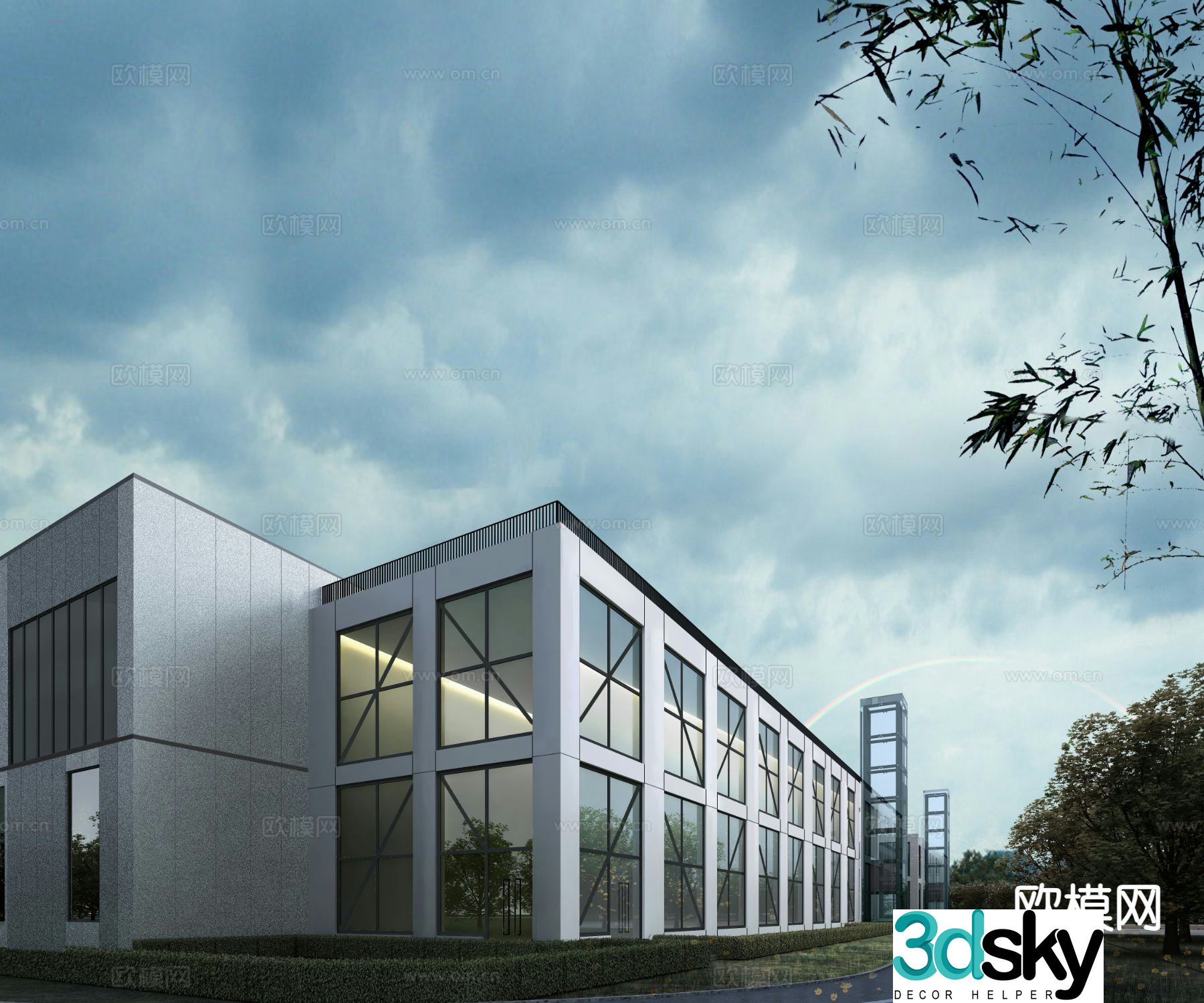 Modern creative park exterior office building exterior 3D model