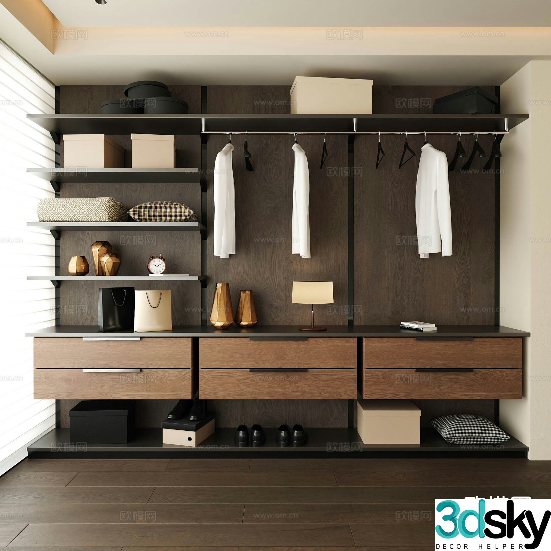 Modern doorless wardrobe 3d model
