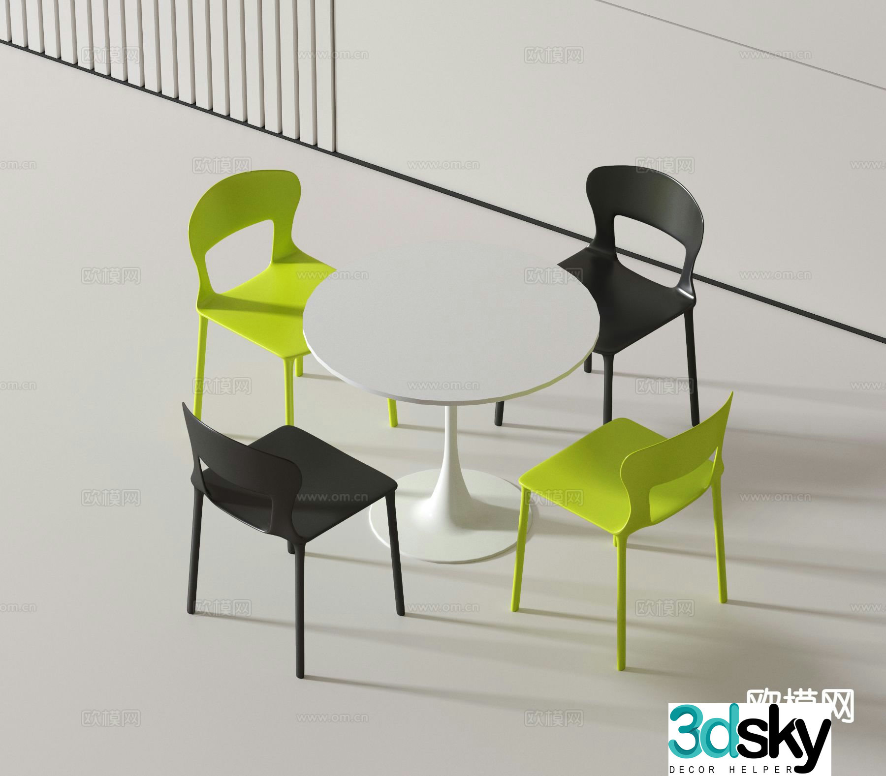 Modern casual table and chairs round table negotiation table and chair 3D model