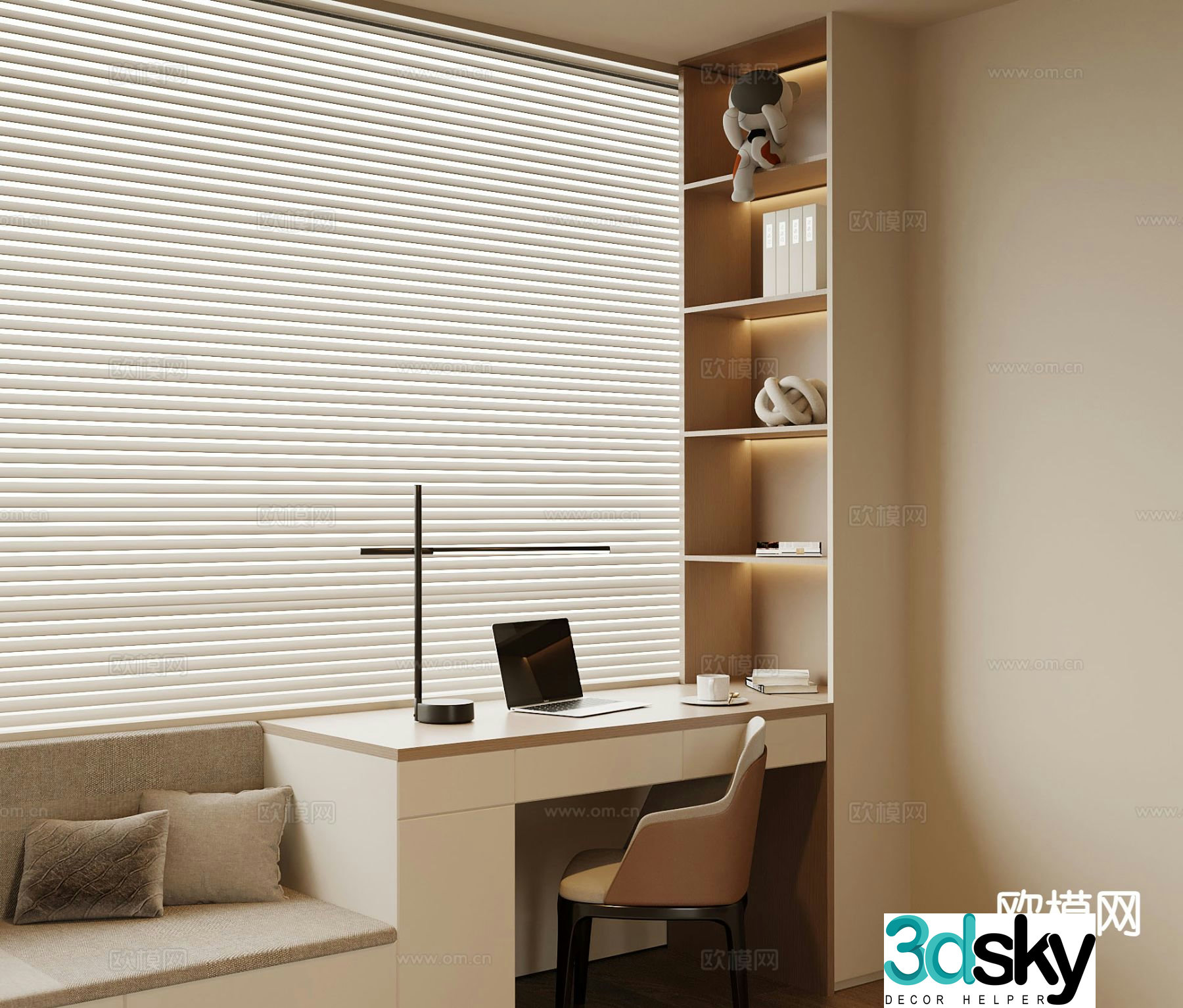 Modern desk desk bay window cabinet 3d model