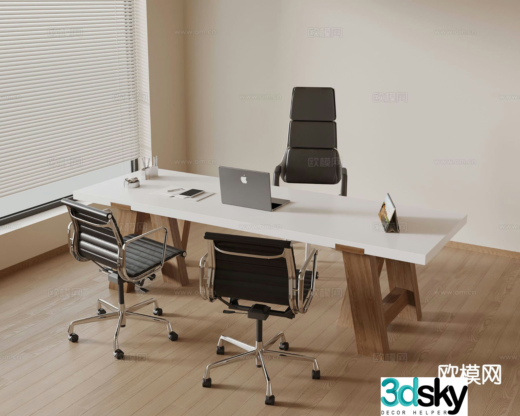 Modern office desk and chair desk table 3d model