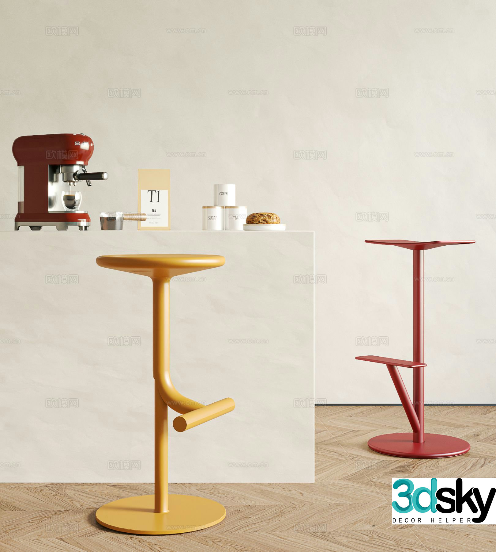Memphis bar stool bar stool 3d model