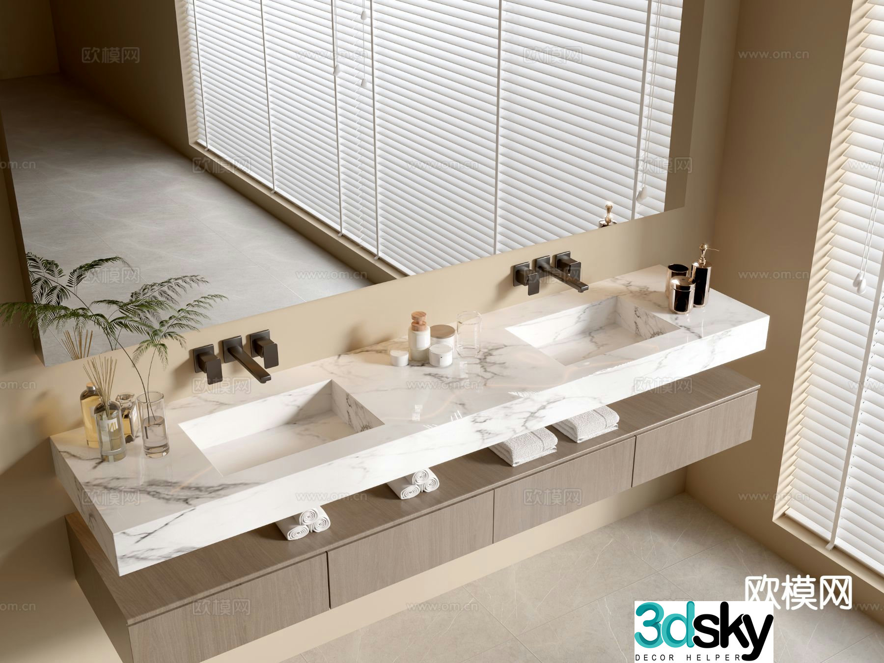 Modern double basin wash basin wash basin 3d model