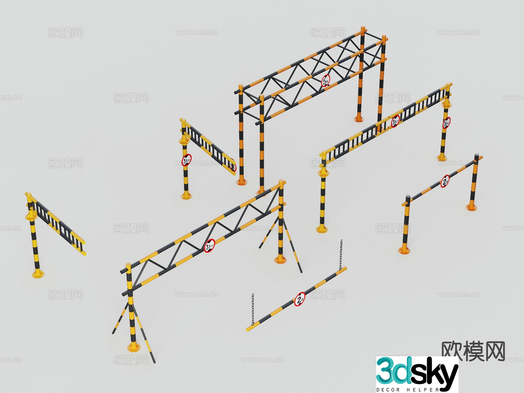 Height limit pole fixed height limit pole road height limit pole 3d model