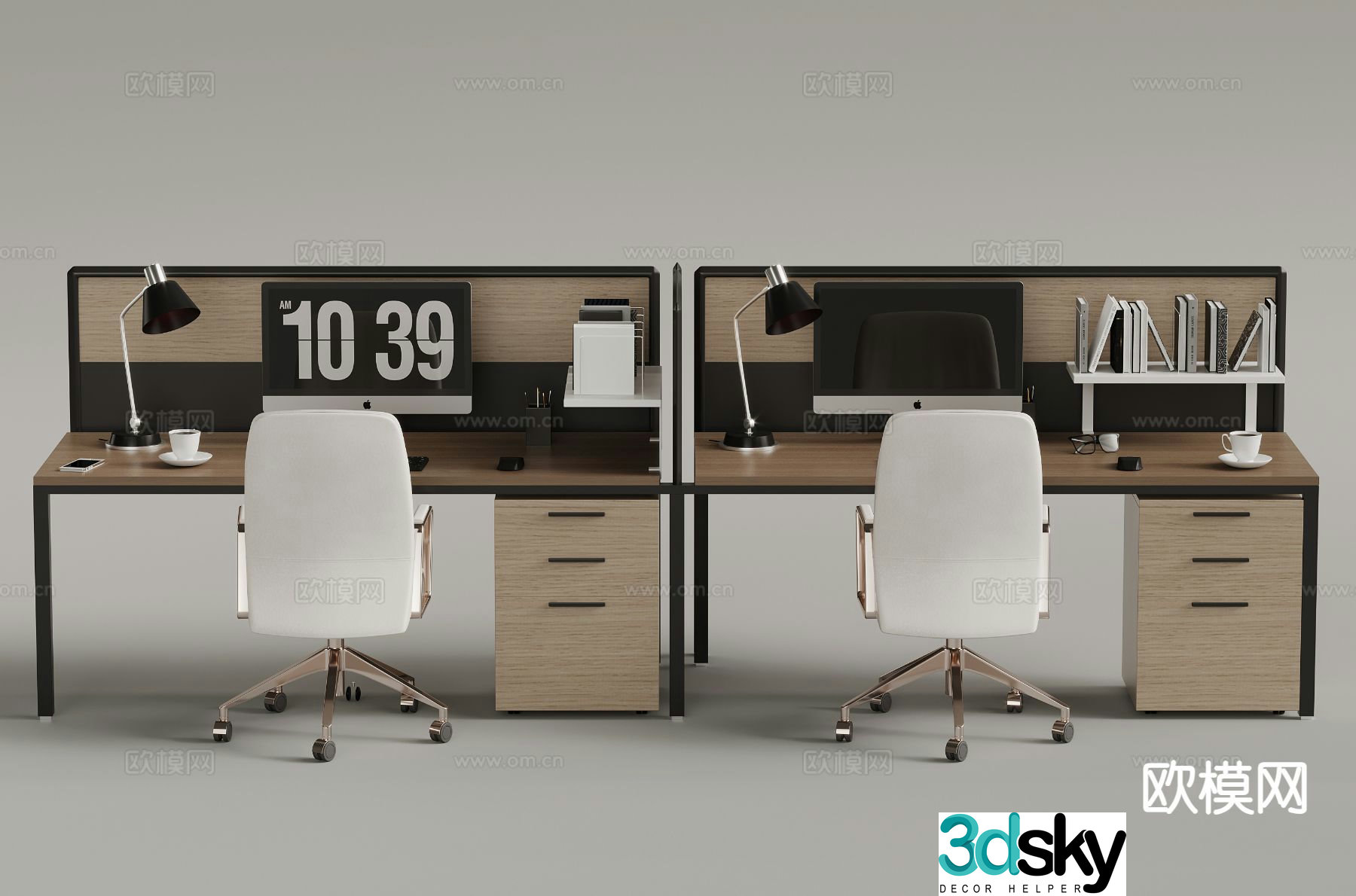 Modern office desk and chair staff desk 3d model