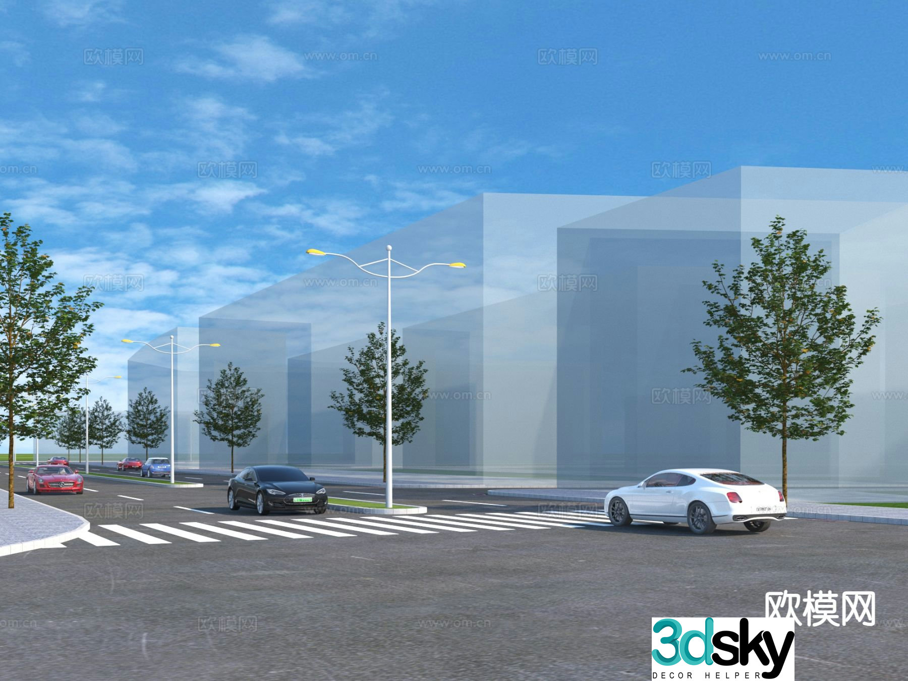 City road landscape 3d model