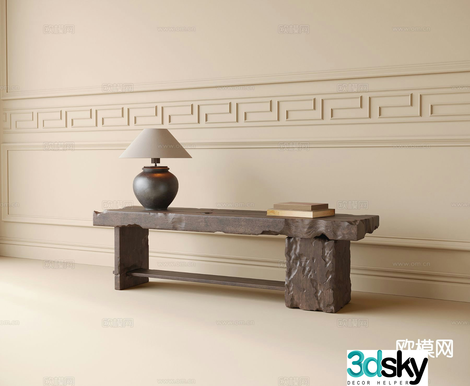 Medieval style bench stool stool wooden stool 3d model