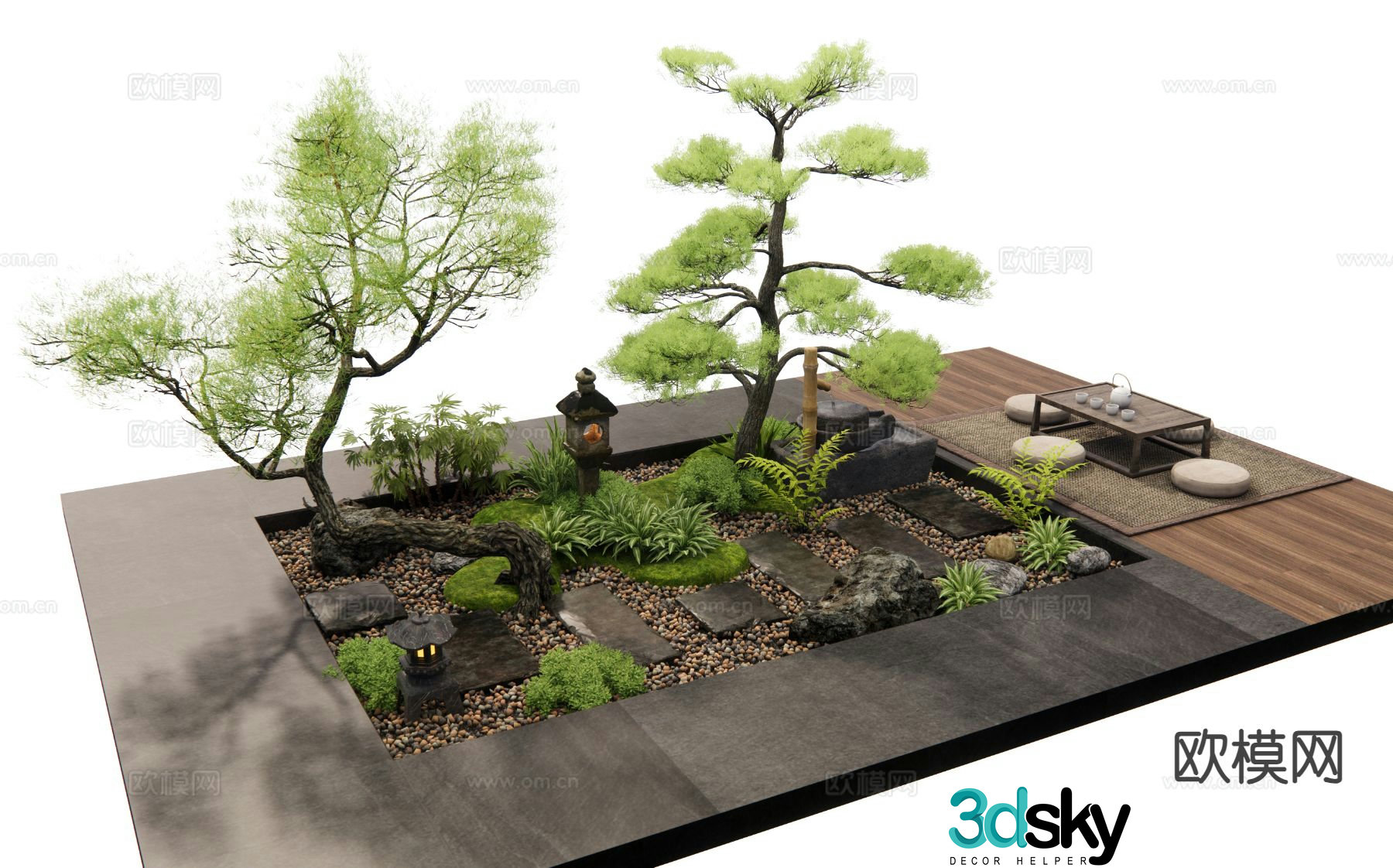 Japanese courtyard landscape courtyard landscaping 3d model