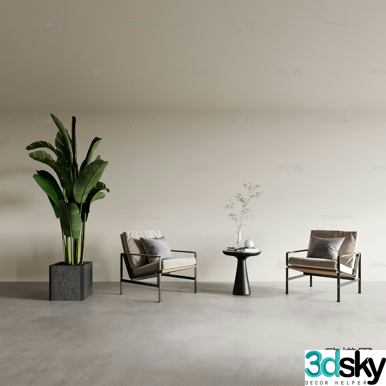 Modern chair leisure chair armchair table 3d model