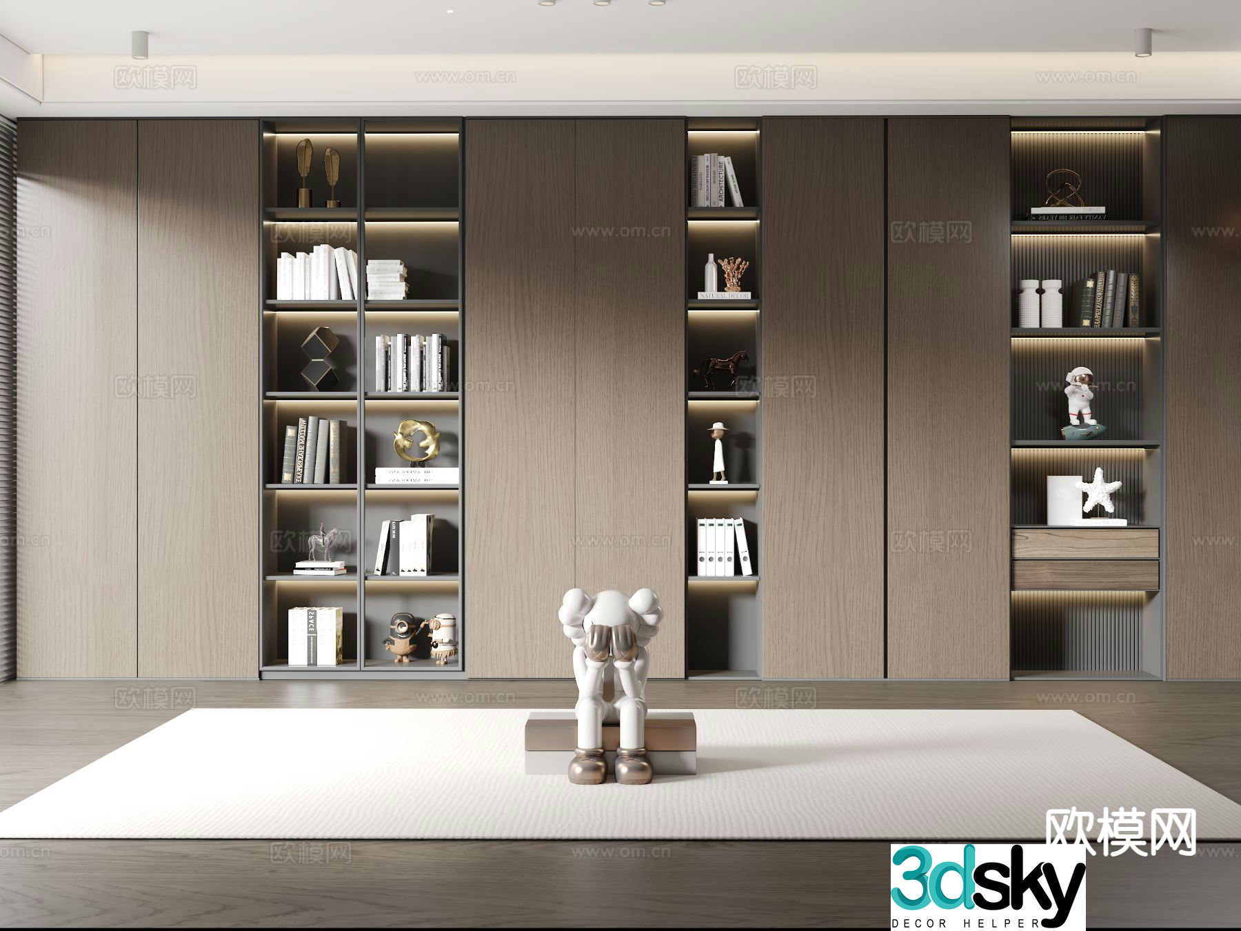 Modern bookcase 3d model