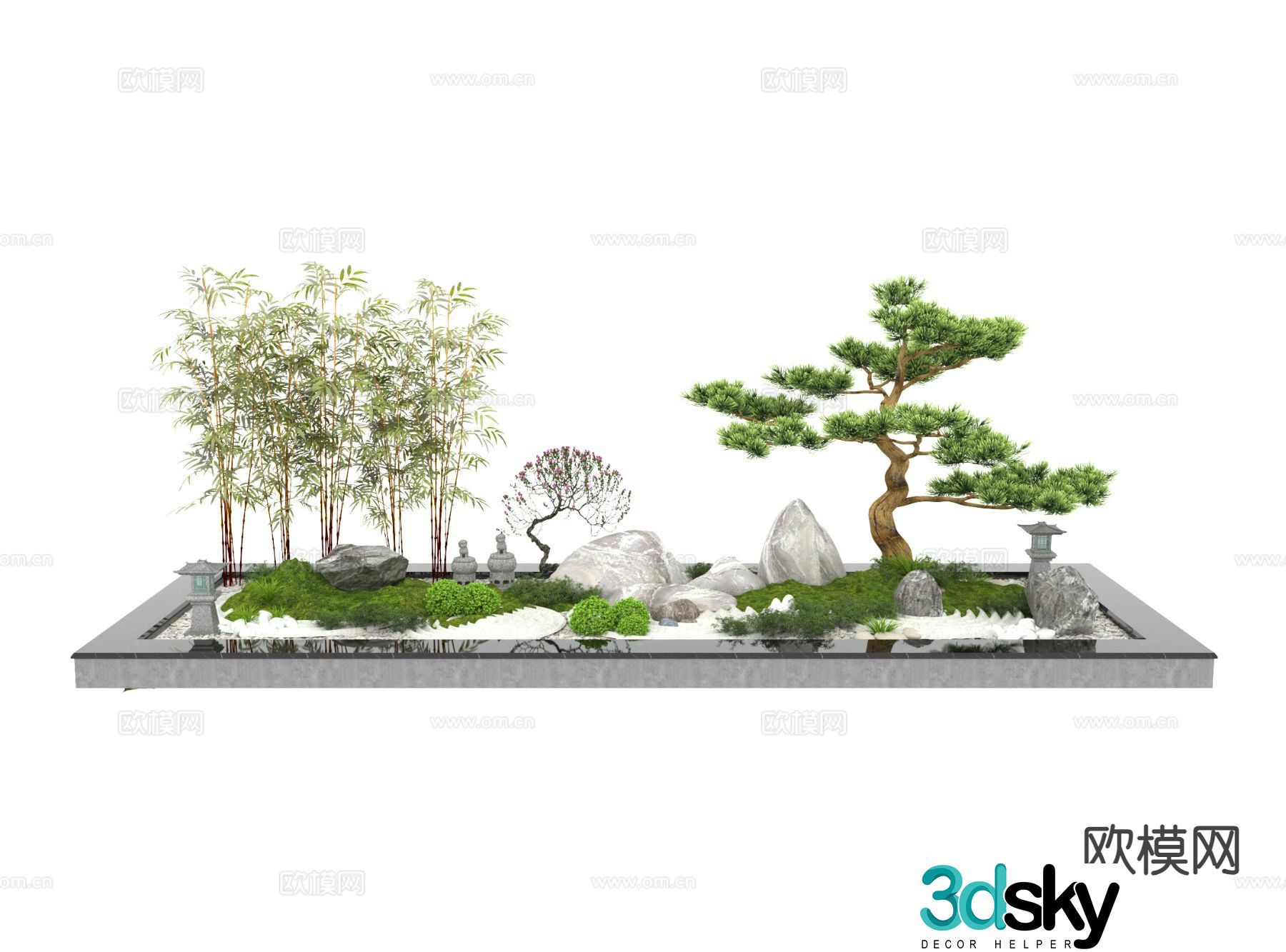 dry landscape sketch pine tree sketch 3d model
