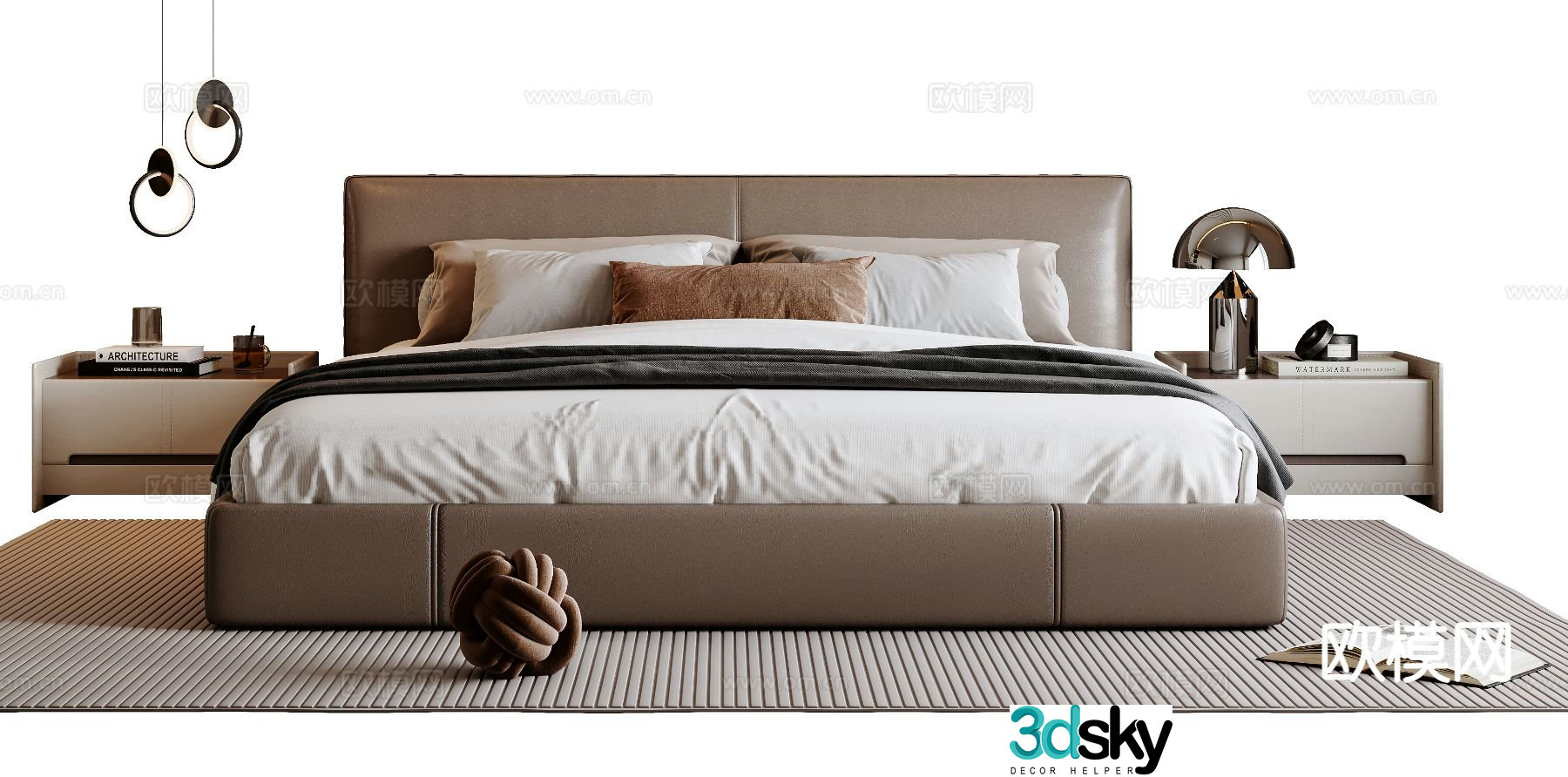 Modern double bed 3d model