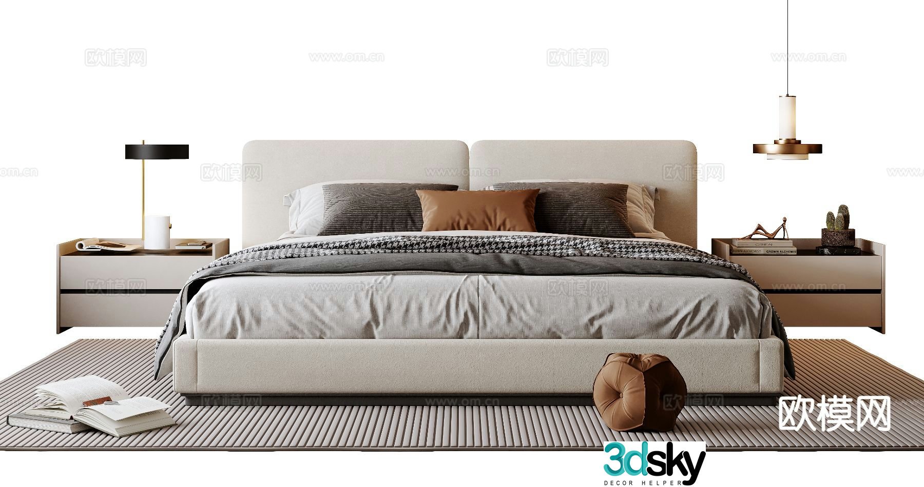 Modern double bed 3d model