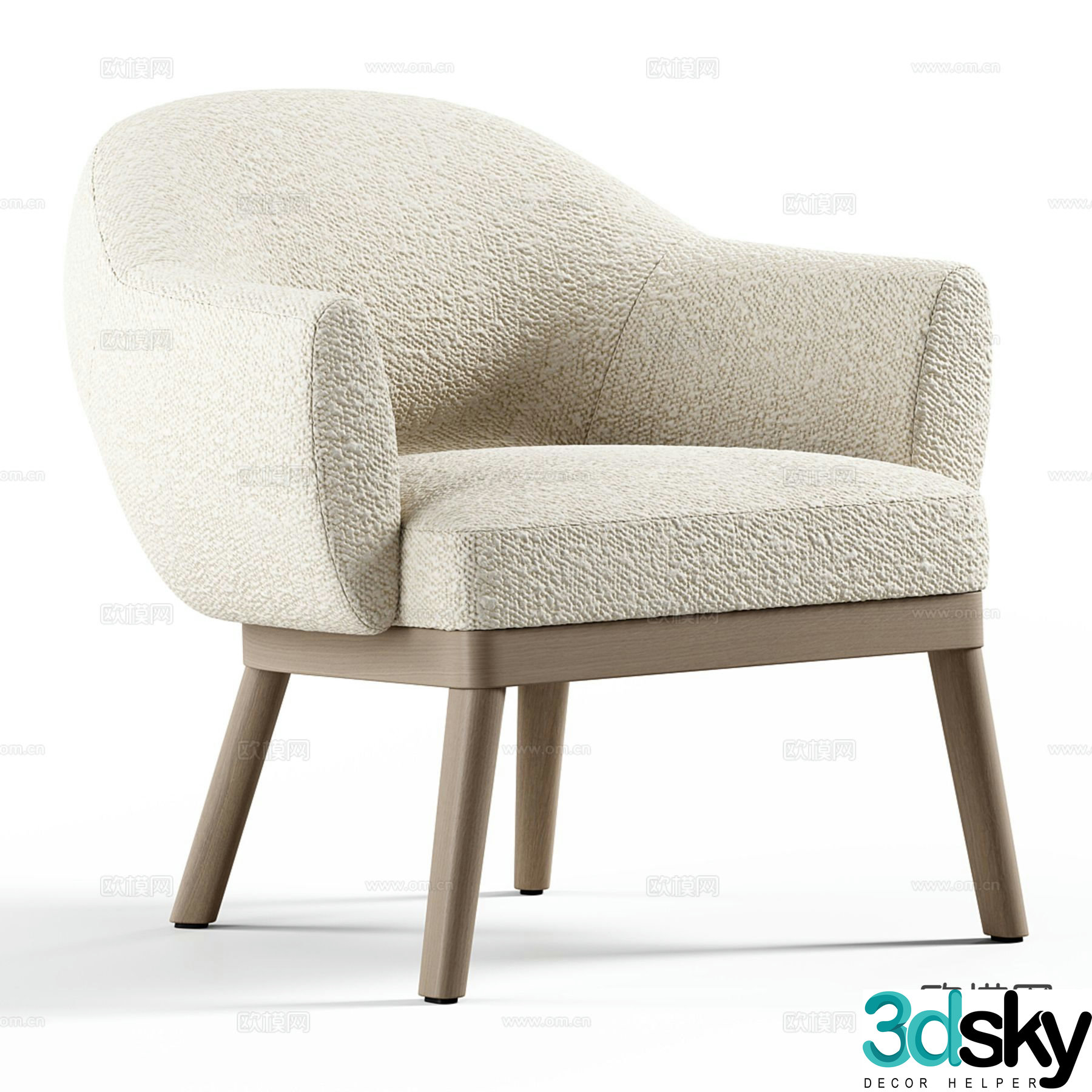 Cream style chair armchair leisure chair 3d model