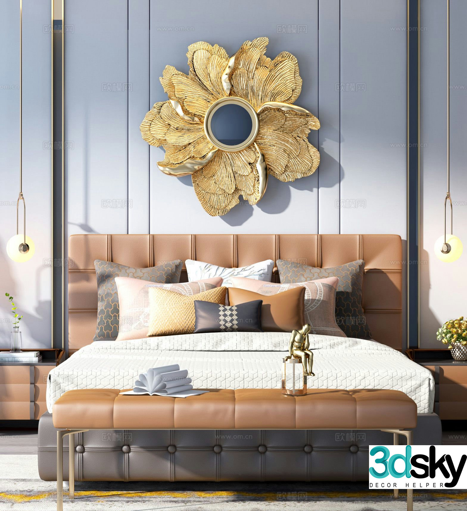 Modern double bed 3d model
