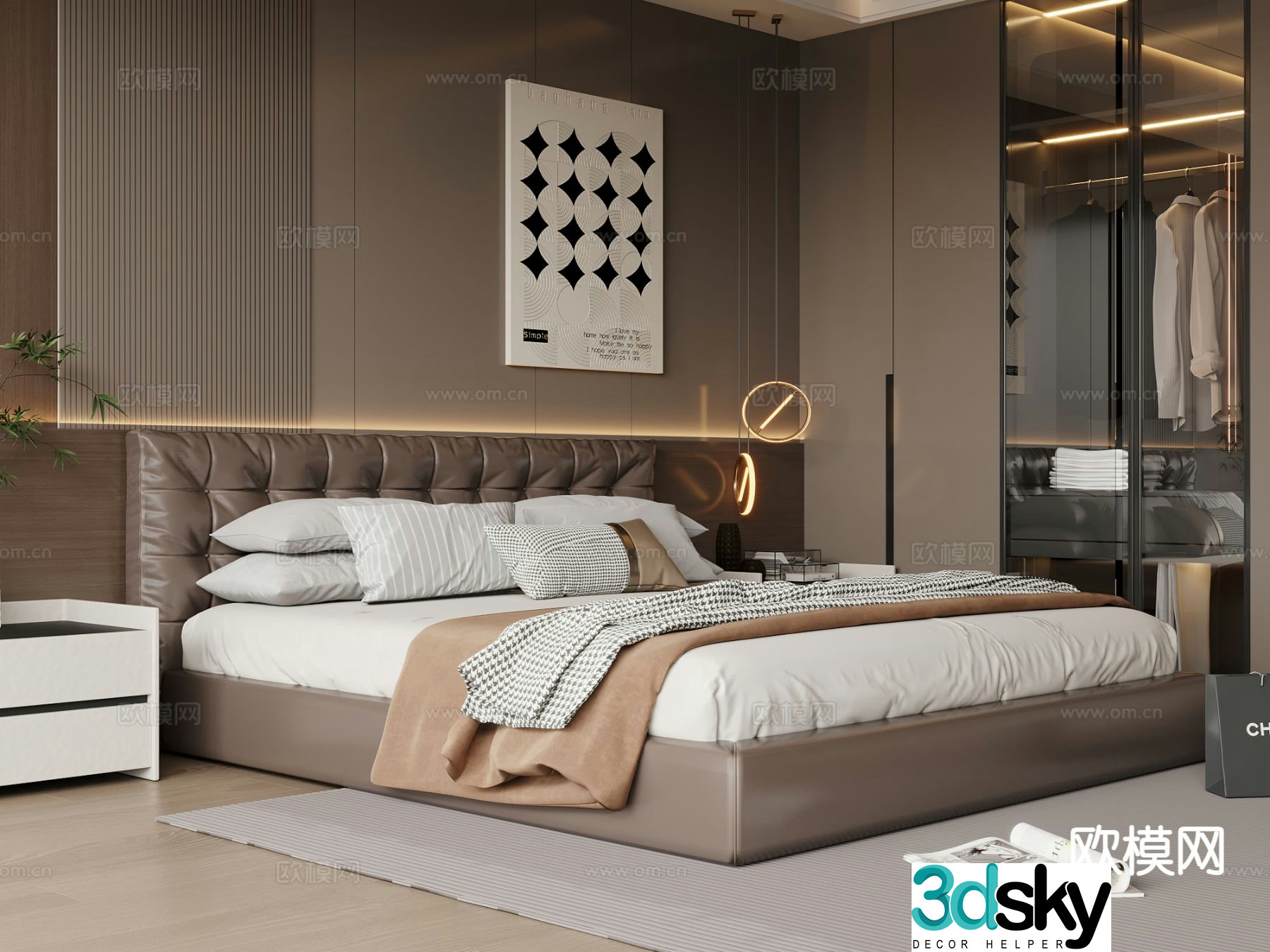 Italian double bed 3d model