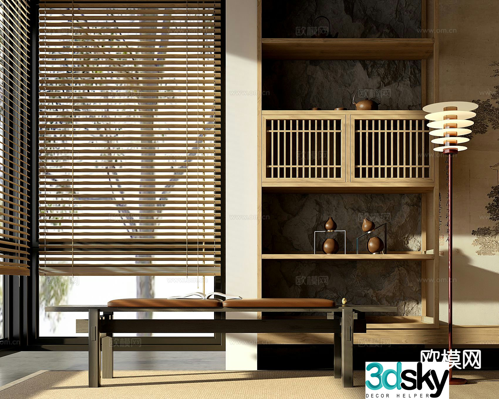 New Chinese style sofa stool bedside stool 3d model