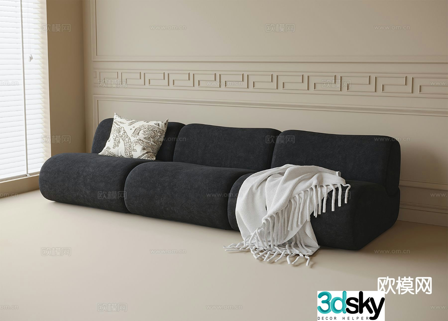 Modern multi-seater sofa 3d model